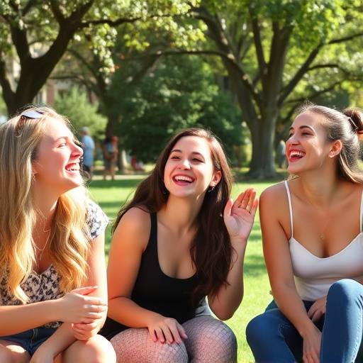 Group of friends laughing and enjoying each other's company in a park