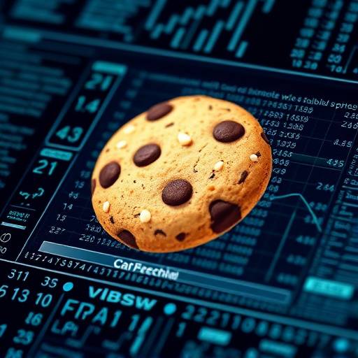Illustration of a cookie being placed on a computer screen, representing data tracking.