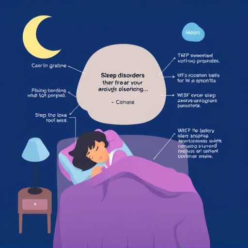 Image illustrating various sleep disorders, such as insomnia and sleep apnea.
