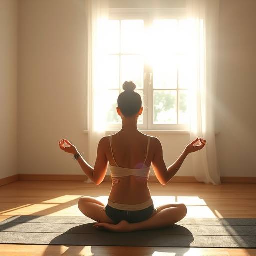 Person meditating peacefully in a sunlit room